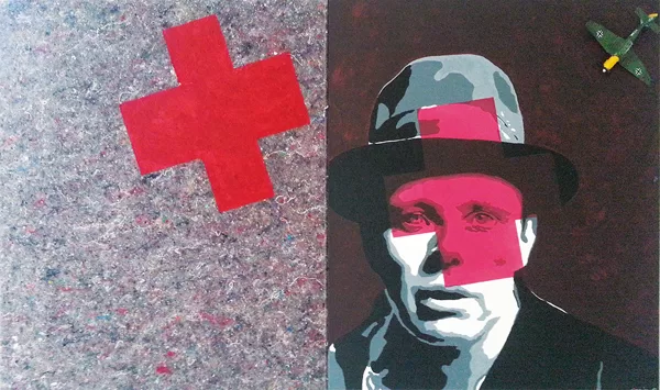J.B. acrylique, feutre et jouet plastique sur toiles  100x51 cm / 2015