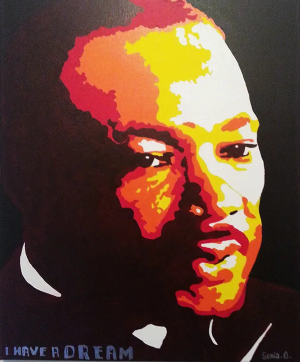 M.L.K. acrylique sur toile  46x55 cm / 2015