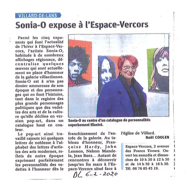 Dauphiné Libéré, Galerie Espace Vercors, Villard de Lans 6 02 2020 2015